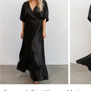 Beautiful Black Sleeved Kimono style Maxi Dress